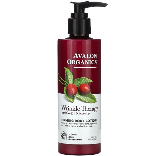 Avalon Organics, Wrinkle Therapy с коэнзимом Q10 и шиповником, укрепляющий лосьон для тела, 8 унций (227 г)