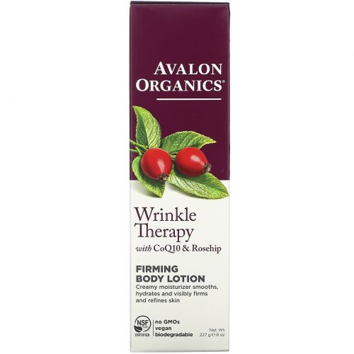 Avalon Organics, Wrinkle Therapy с коэнзимом Q10 и шиповником, укрепляющий лосьон для тела, 8 унций (227 г)