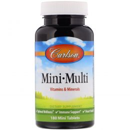 Carlson Labs, Mini-Multi, витамины и минералы, без железа, 180 таблеток