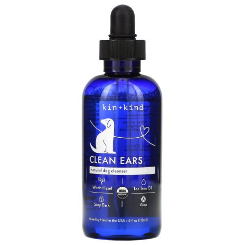 Kin+Kind, Clean Ears, Dog Ear Cleanser, 4 fl oz (118 ml)