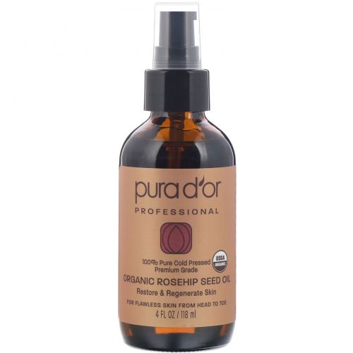 Pura D'or, Professional, Organic Rosehip Seed Oil, 4 fl oz (118 ml)