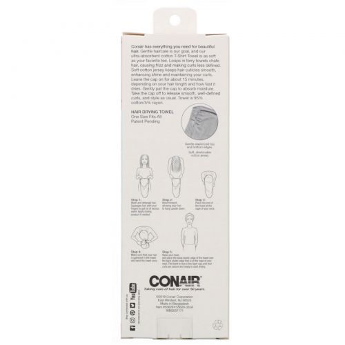 Conair, Хлопковое полотенце Twist & Wrap, 1 шт.