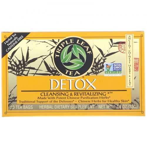 Triple Leaf Tea, Detox, 20 чайных пакетиков, 1.4 унций (40 г)