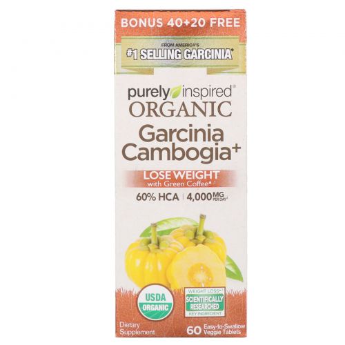 Purely Inspired, Organic Garcinia Cambogia +, 60 Easy-to-Swallow Veggie Tablets