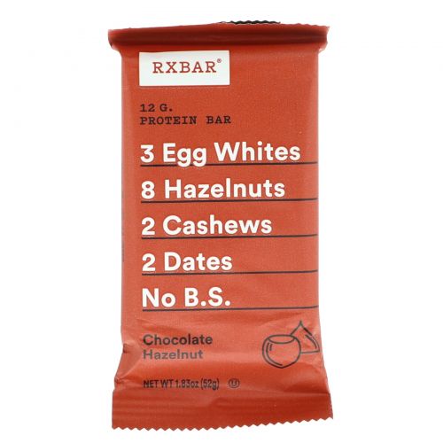 RXBAR, Протеиновый батончик, шоколад с фундуком, 12 батончиков по 1,83 унц. (52 г)