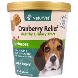 NaturVet, Cranberry Relief For Dogs Plus Echinacea, 60 Soft Chews, 6.3 oz (180 g)