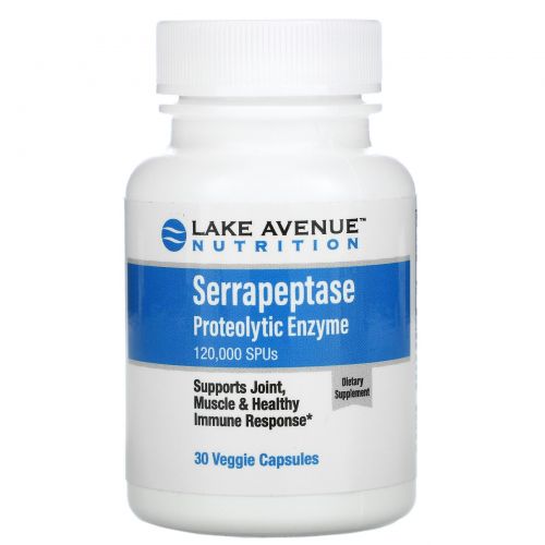 Lake Avenue Nutrition, Serrapeptase, Proteolytic Enzyme, 120,000 SPUs, 30 Veggie Capsules