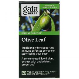 Gaia Herbs, Оливковые листья, 60 вегетарианских фито-капсул