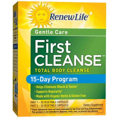 Renew Life, First Cleanse, 2 флакона, по 30 вегетарианских капсул в каждом