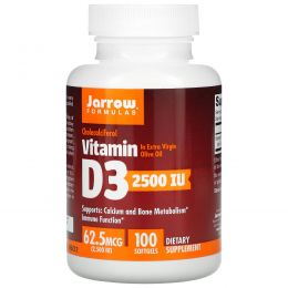 Jarrow Formulas, Витамин D3, 2500 МЕ, 100 гелевых  капсул