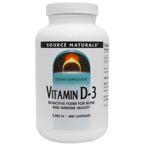 Source Naturals, Витамин D3, 2000 МЕ, 400 капсул