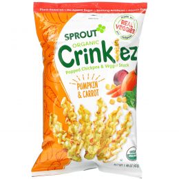 Sprout Organic, Crinklez, хрустящий овощной снек, тыква и морковь, 42 г