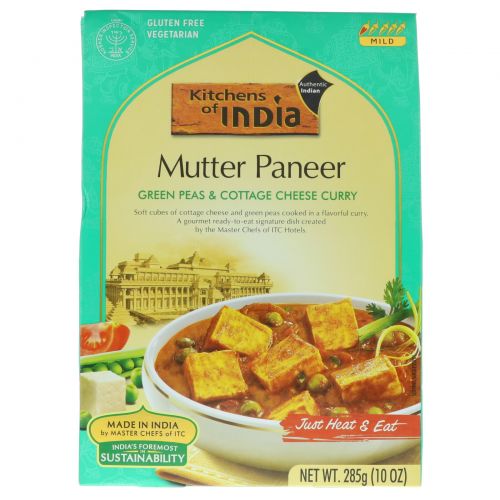 Kitchens of India, Mutter Paneer, Green Peas & Cottage Cheese Curry , 10 oz (285 g)