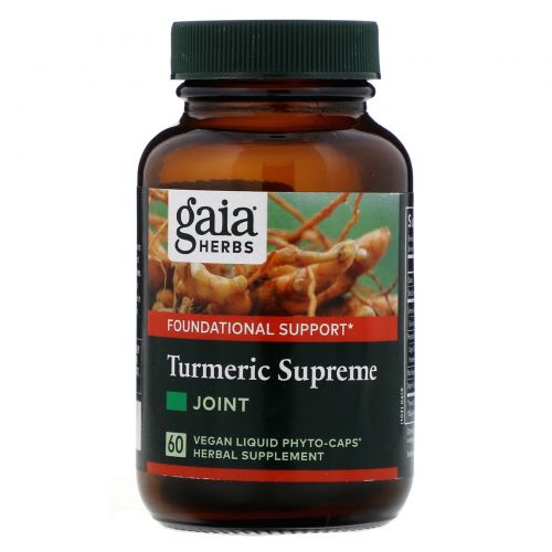 Gaia Herbs, Turmeric Supreme, Joint, для суставов, 60 вегетарианских жидких фитокапсул