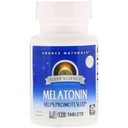 Source Naturals, Мелатонин, 5 мг, 120 таблеток
