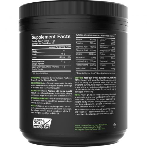 Sports Research, Collagen Peptides, Hydrolyzed Type I & III, Matcha Green Tea, 10.16 oz (288 g)