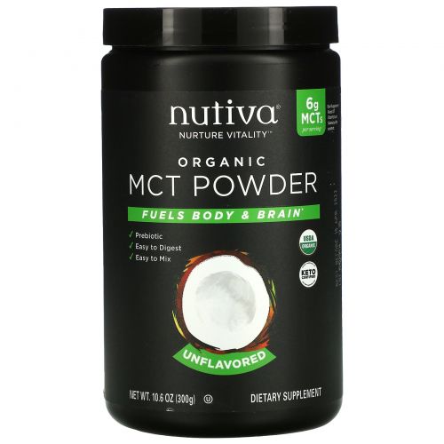 Nutiva, Порошок органических среднецепочечных триглицеридов, 300 г