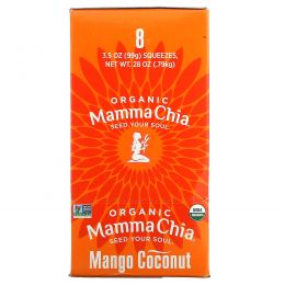 Mamma Chia, Органический сок чиа, энергетическая закуска, манго-кокос, 8 пачек, 3.5 унции (99 г) шт.