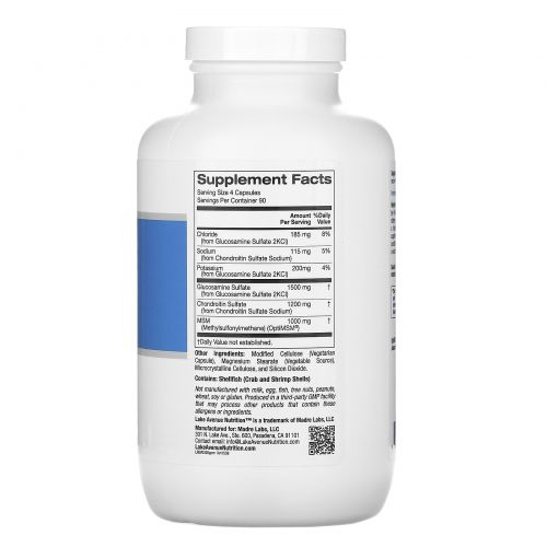 Lake Avenue Nutrition, Glucosamine, Chondroitin plus MSM, 360 Veggie Capsules