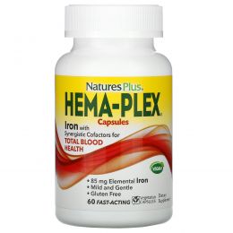 Nature's Plus, Hema-Plex, питательная добавка для здорового кровообращения, 60 растительных капсул