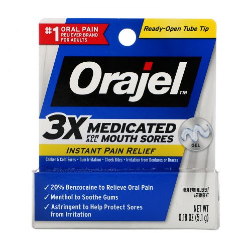 Orajel, Triple Medicated, Instant Pain Relief, For All Mouth Sores, 0.18 oz (5.1 g)