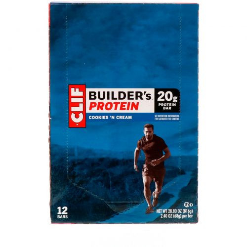 Clif Bar, Батончики Builder с 20 г белка, печенье с кремом, 12 батончиков, 2,4 унции (68 г) каждый