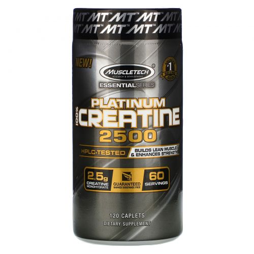 Muscletech, Essential Series, Platinum 100% Creatine 2500, 120 Caplets