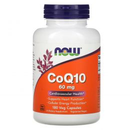 Now Foods, Коэнзим Q10, 60 мг, 180 капсул в растительной оболочке