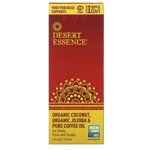 Desert Essence, Органическое масло кокоса,  жожоба & кофе, 4 унции (118 мл)