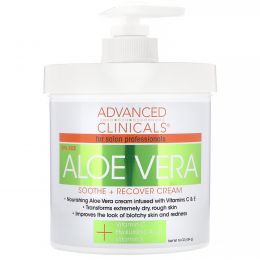 Advanced Clinicals, Aloe Vera, Soothe + Recover Cream, 16 oz (454 g)