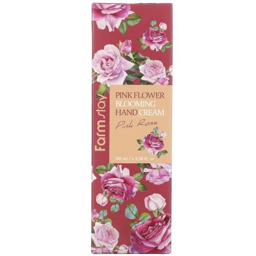 Farmstay, Pink Flower Blooming Hand Cream, Pink Rose, 3.38 fl oz (100 ml)