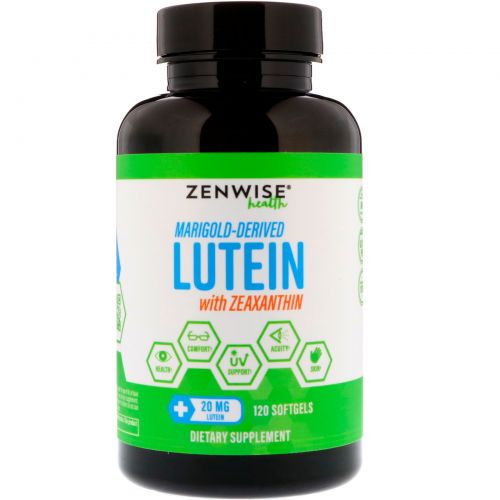 Zenwise Health, Lutein, All Natural Vision Support, 20 mg, 120 Softgels