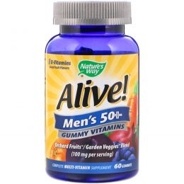 Nature's Way, Alive! Men's 50+ Gummy Vitamins, Great Fruit Flavors, 60 Gummies