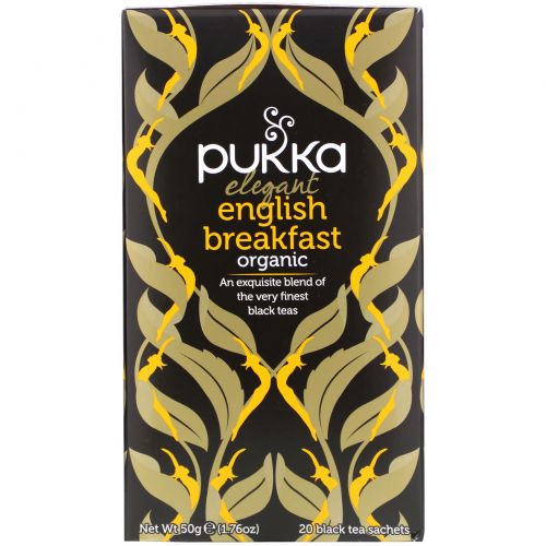 Pukka Herbs, Organic Elegant English Breakfast, 20 Black Tea Sachets, 1.76 oz (50 g)