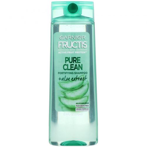 Garnier, Fructis, Pure Clean, укрепляющий шампунь с алоэ, 370 мл