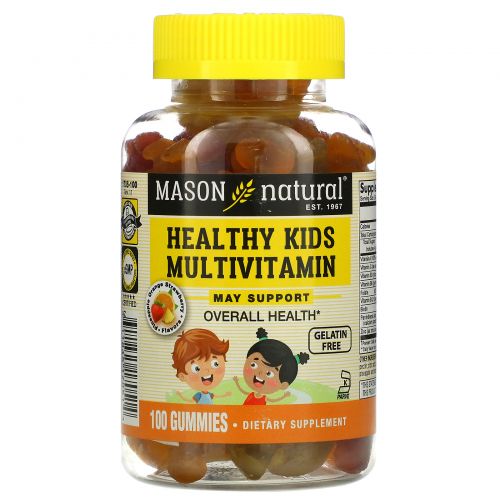 Mason Natural, Healthy Kids, мультивитаминная добавка для детей, 100 жевательных таблеток