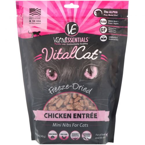 Vital Essentials, Vital Cat, Freeze-Dried Mini Nibs For Cats, Chicken Entree, 12 oz (340 g)