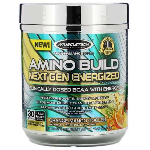 Muscletech, Amino Build Next Gen Energized, Orange Mango Cooler, 281 г (9,92 унции)