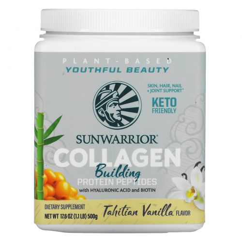 Sunwarrior, Collagen Building Protein Peptides, Tahitian Vanilla, 17.6 oz (500 g)