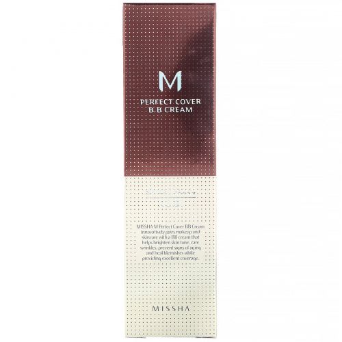 Missha, M Perfect Cover B.B Cream, SPF 42 PA+++, No. 21 Light Beige, 1.7 oz (50 ml)