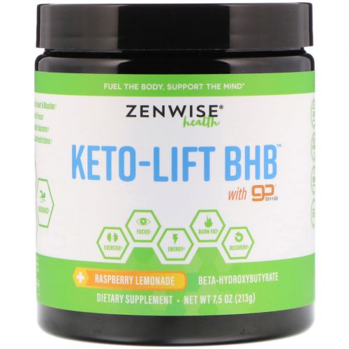 Zenwise Health, Keto-Lift BHB, Бета-гидроксибутират, клубничный лимонад, 8,18 унций (232 г)