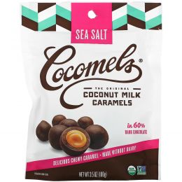 Cocomels, Органический продукт, Кокосовое молоко и карамель, Кусочки, Морская соль, 3,5 унц. (100 г)