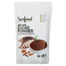 Sunfood, Органический необработанный какао-порошок, 454 г