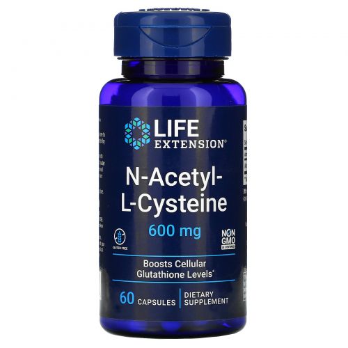 Life Extension, N-ацетил-L-цистеин, 600 мг, 60 вегетарианских капсул