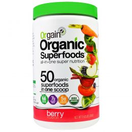 Orgain, Органические суперпродукты,  суперпитание "все в одном", вкус ягод, 0,62 фунта (280 г)
