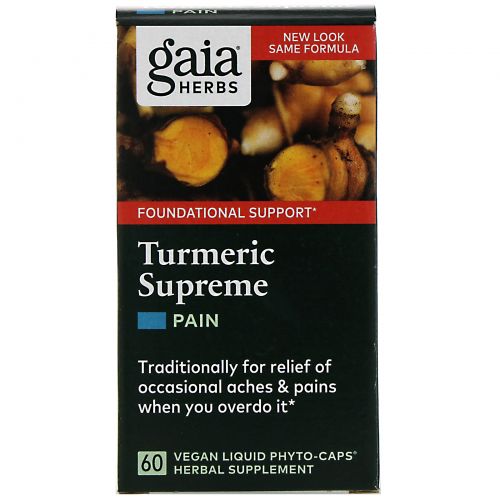 Gaia Herbs, Turmeric Supreme, Pain, 60 Vegetarian Liquid Phyto-Caps