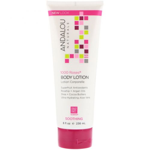 Andalou Naturals, Body Lotion, Soothing, 1000 Roses, 8 fl oz (236 ml)