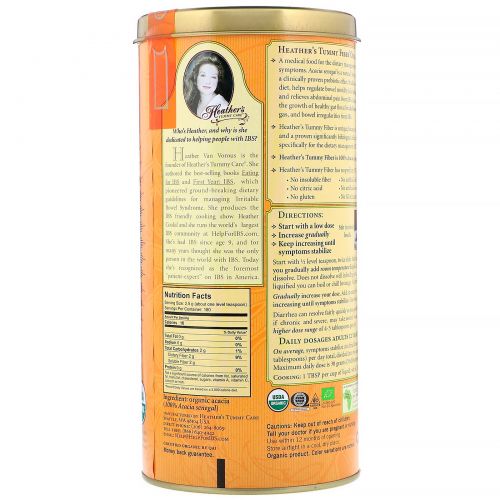 Heather's Tummy Care, Волокна для улучшения пищеварения, Органические волокна акации сенегальской, 16 унций (453 г)