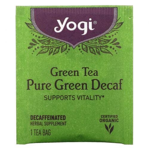 Yogi Tea, Зеленый чай Pure Green Decaf, 16 чайных пакетиков, 1.09 унций (31 г)