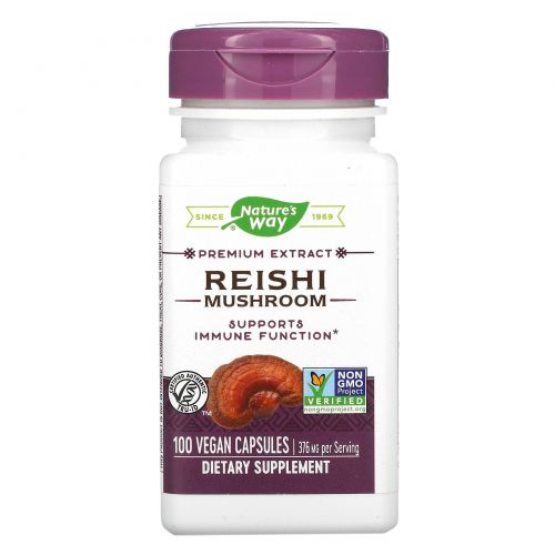 Nature's Way, Reishi Standardized, 100 капсул